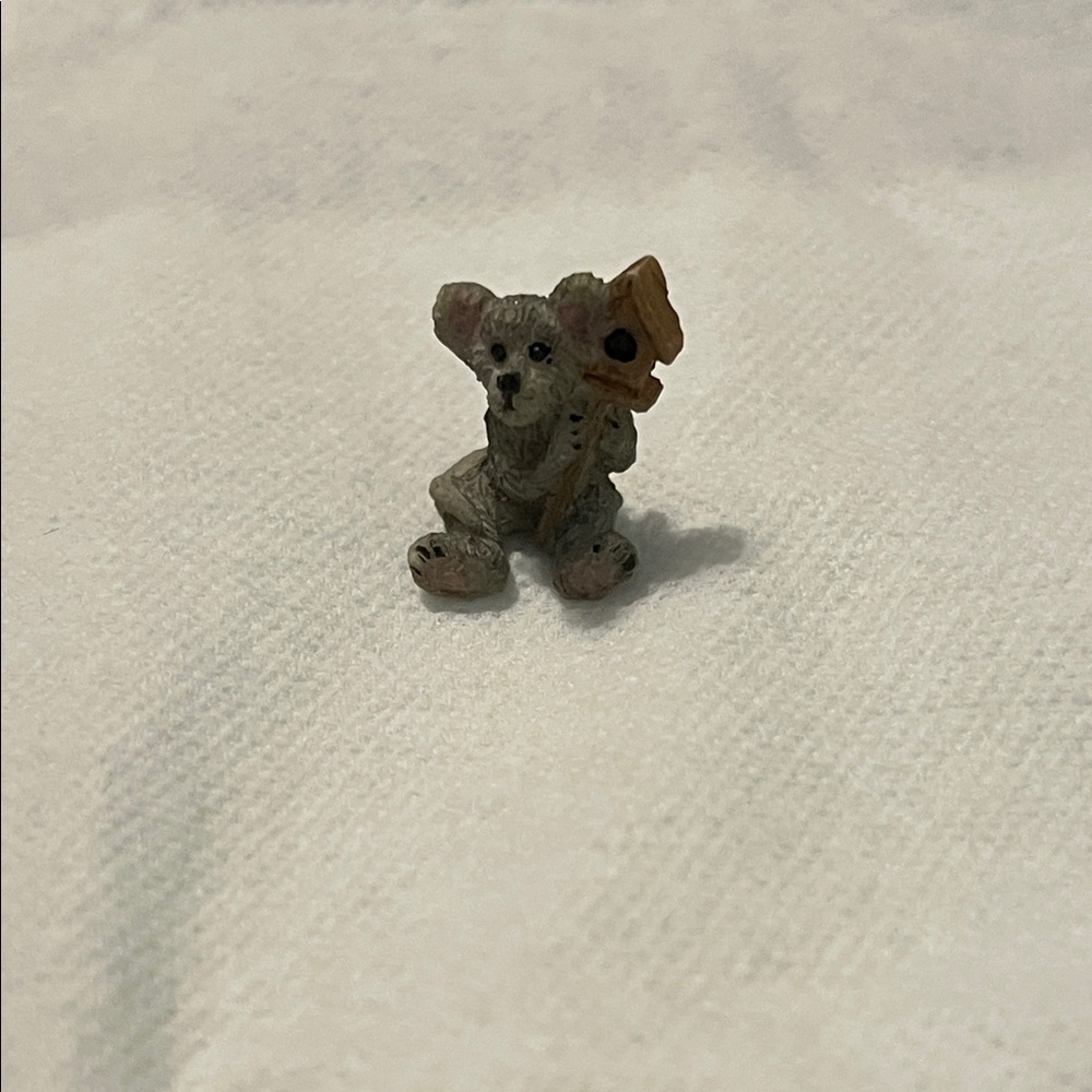 Gray and Tan Small Mouse Pet Figurine